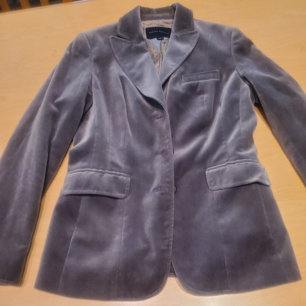 Banana Republic Sage green size 6 Soft Velvet Blazer Jacket